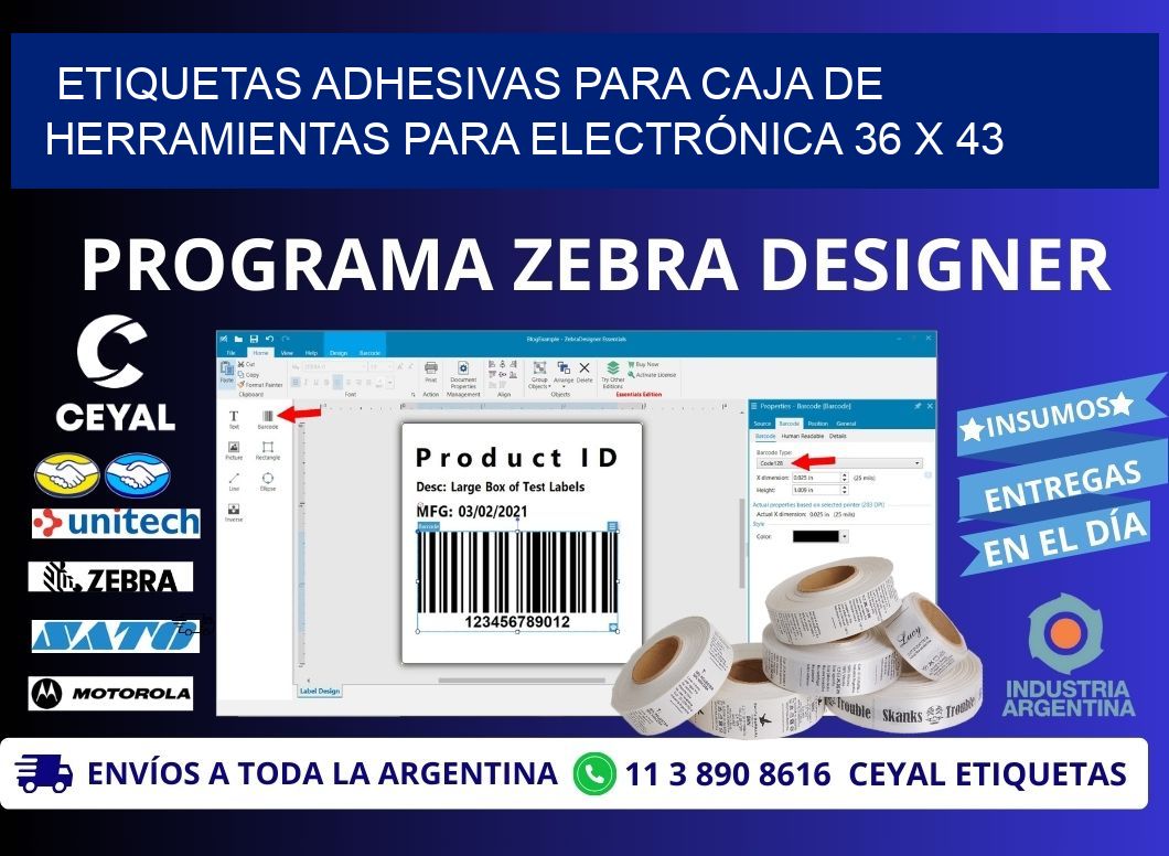 ETIQUETAS ADHESIVAS PARA CAJA DE HERRAMIENTAS PARA ELECTRÓNICA 36 x 43