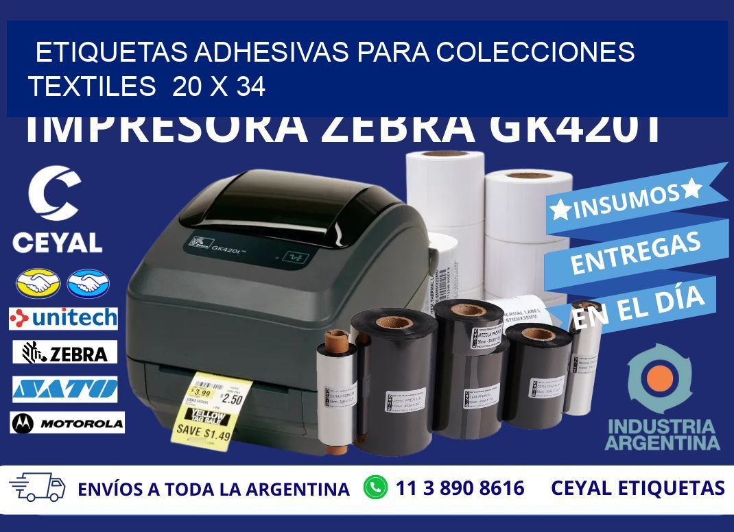 ETIQUETAS ADHESIVAS PARA COLECCIONES TEXTILES  20 x 34