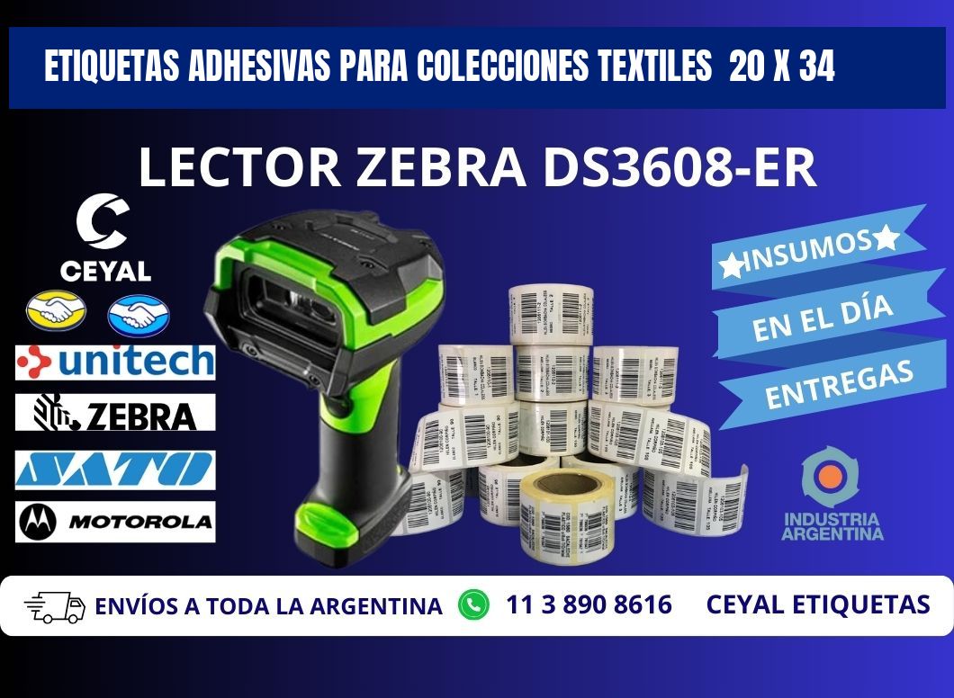 ETIQUETAS ADHESIVAS PARA COLECCIONES TEXTILES  20 x 34