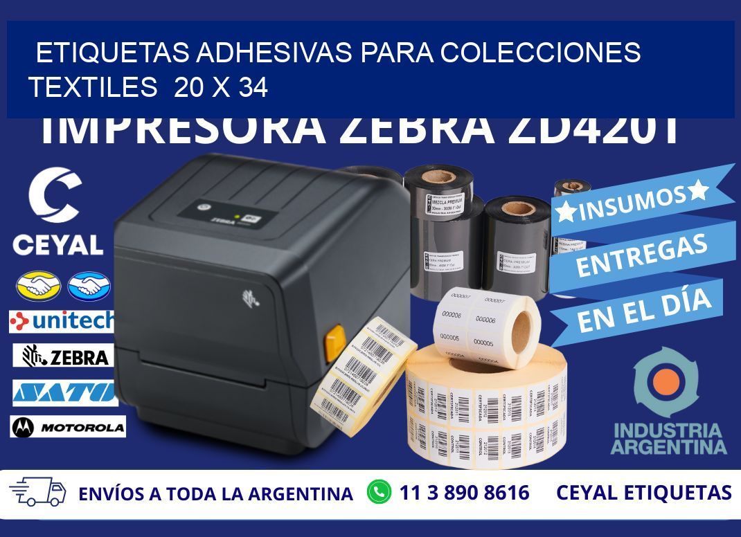 ETIQUETAS ADHESIVAS PARA COLECCIONES TEXTILES  20 x 34