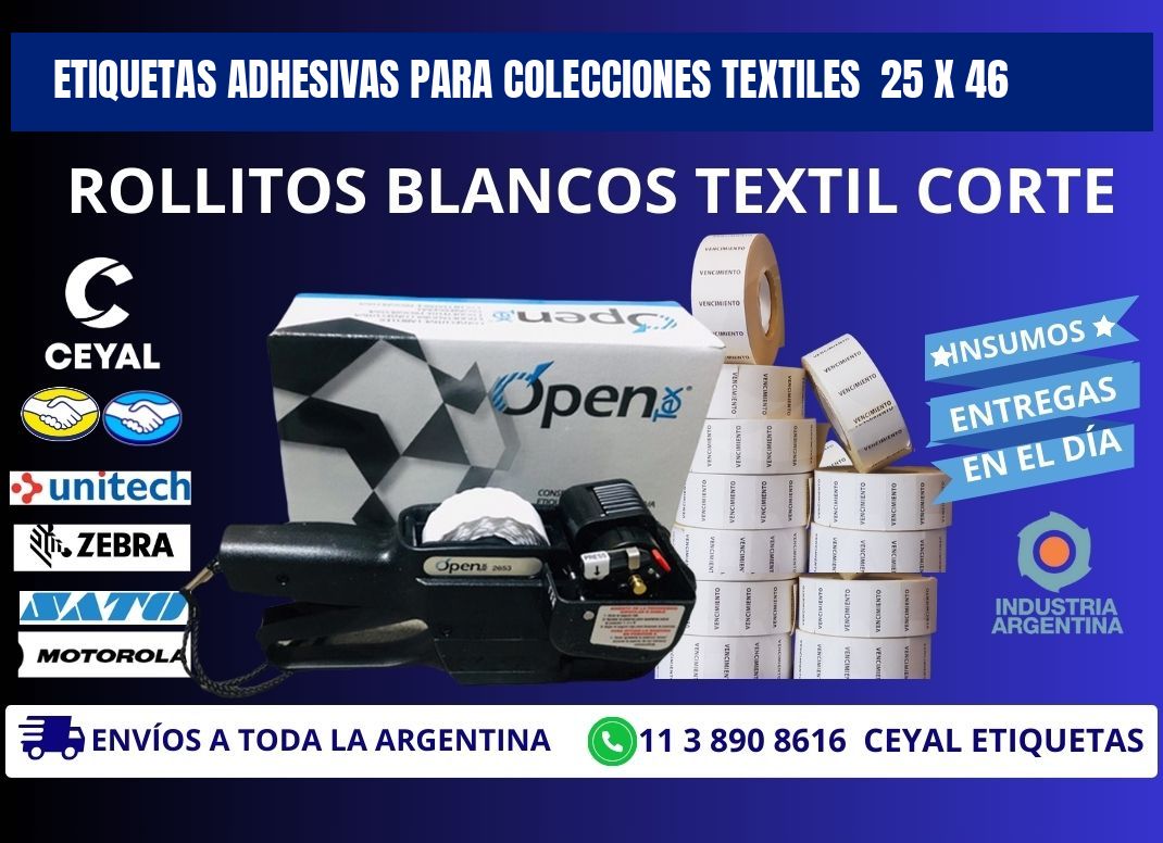 ETIQUETAS ADHESIVAS PARA COLECCIONES TEXTILES  25 x 46