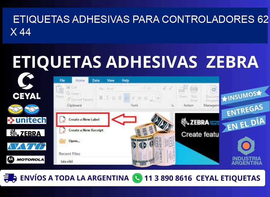 ETIQUETAS ADHESIVAS PARA CONTROLADORES 62 x 44