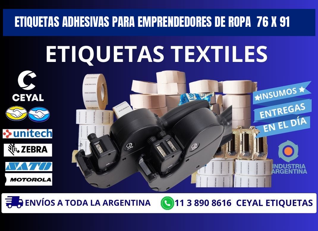 ETIQUETAS ADHESIVAS PARA EMPRENDEDORES DE ROPA  76 x 91