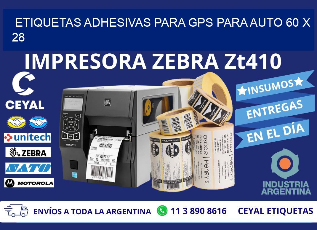 ETIQUETAS ADHESIVAS PARA GPS PARA AUTO 60 x 28