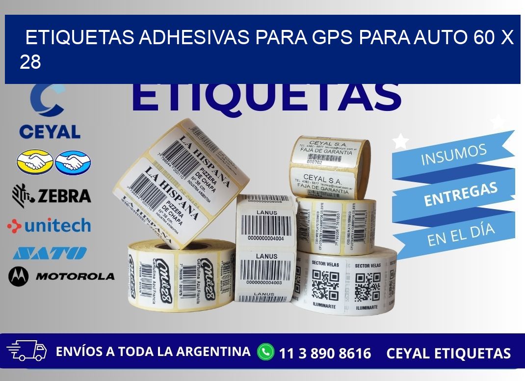 ETIQUETAS ADHESIVAS PARA GPS PARA AUTO 60 x 28