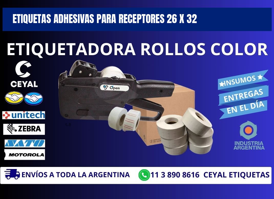 ETIQUETAS ADHESIVAS PARA RECEPTORES 26 x 32