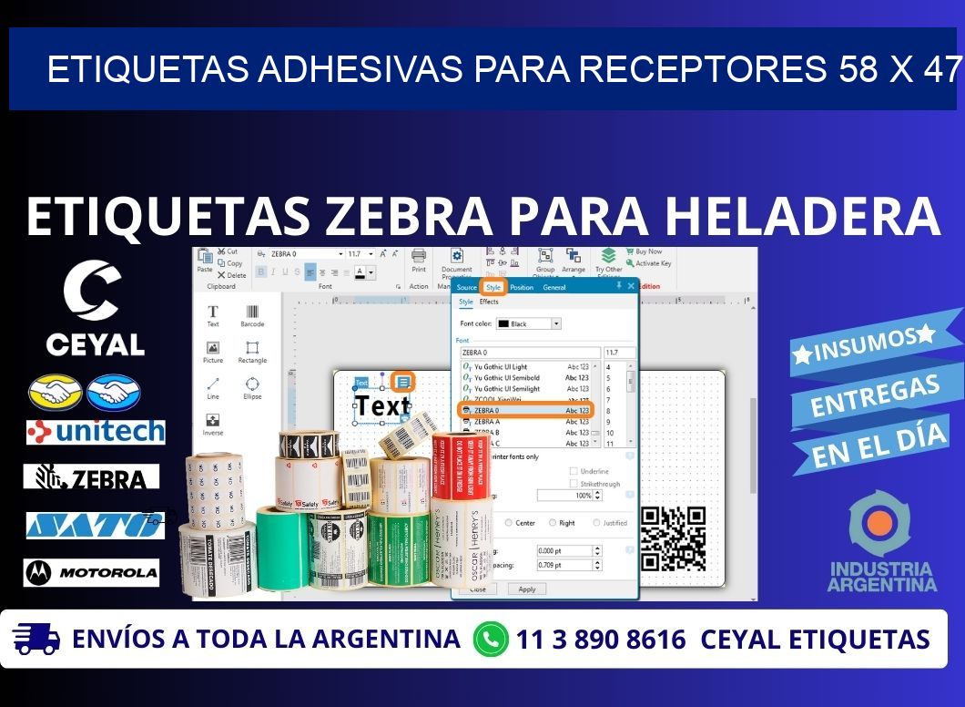 ETIQUETAS ADHESIVAS PARA RECEPTORES 58 x 47