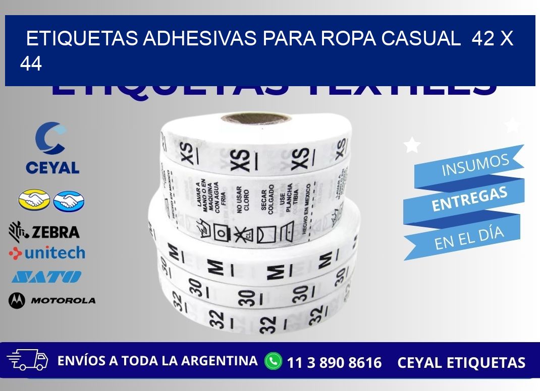 ETIQUETAS ADHESIVAS PARA ROPA CASUAL  42 x 44