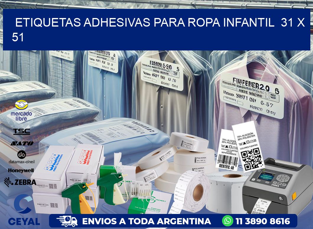 ETIQUETAS ADHESIVAS PARA ROPA INFANTIL  31 x 51