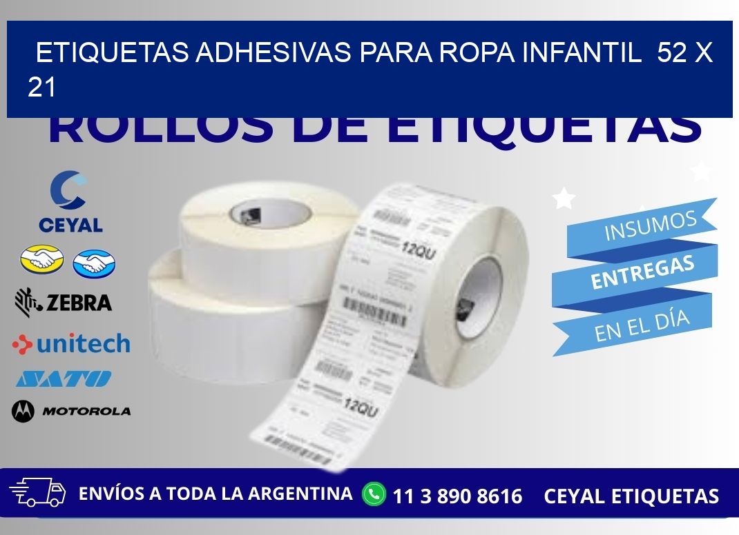 ETIQUETAS ADHESIVAS PARA ROPA INFANTIL  52 x 21