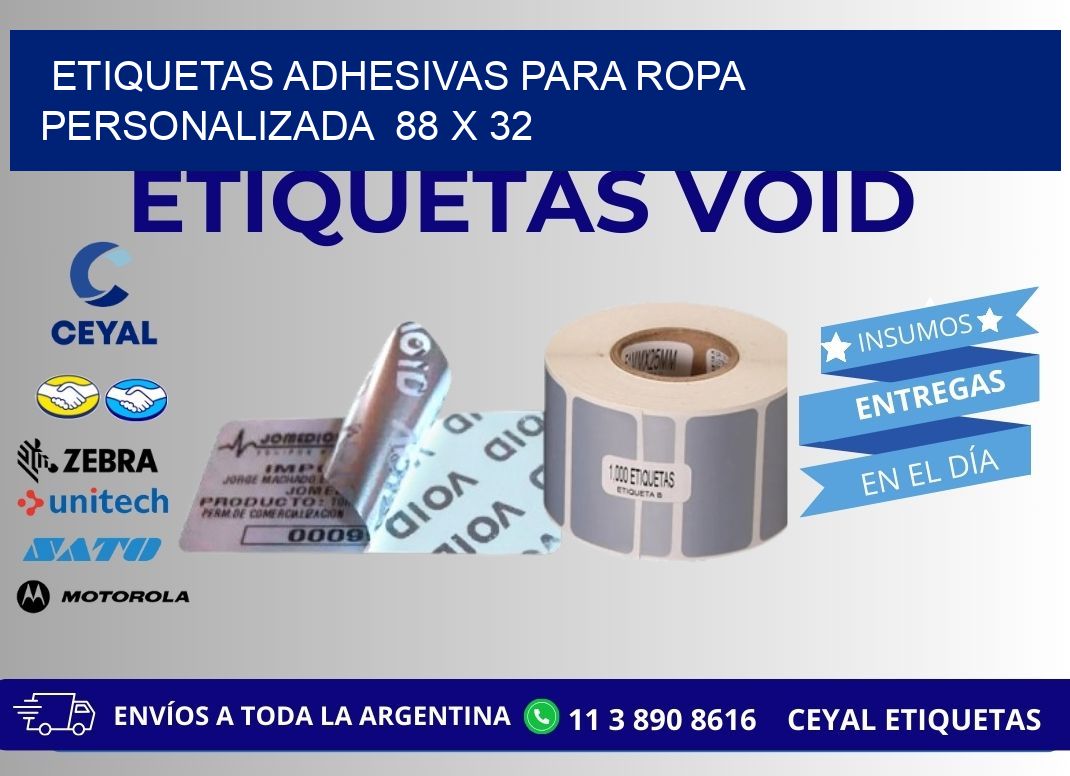 ETIQUETAS ADHESIVAS PARA ROPA PERSONALIZADA  88 x 32