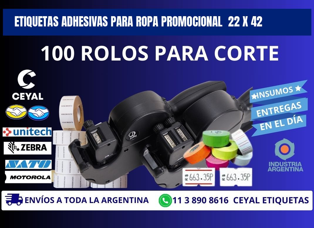 ETIQUETAS ADHESIVAS PARA ROPA PROMOCIONAL  22 x 42