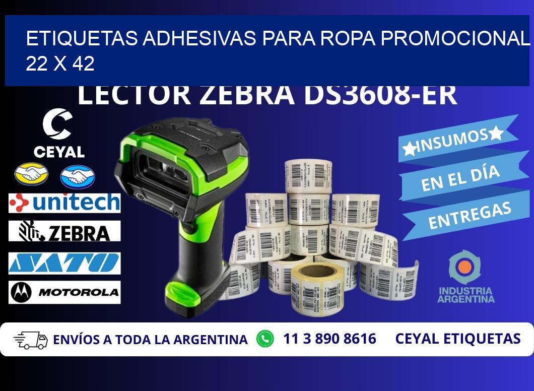 ETIQUETAS ADHESIVAS PARA ROPA PROMOCIONAL  22 x 42