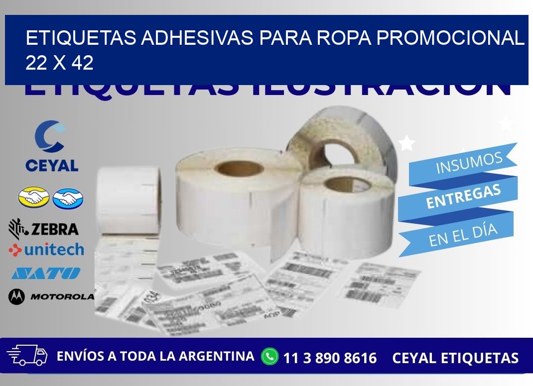 ETIQUETAS ADHESIVAS PARA ROPA PROMOCIONAL  22 x 42