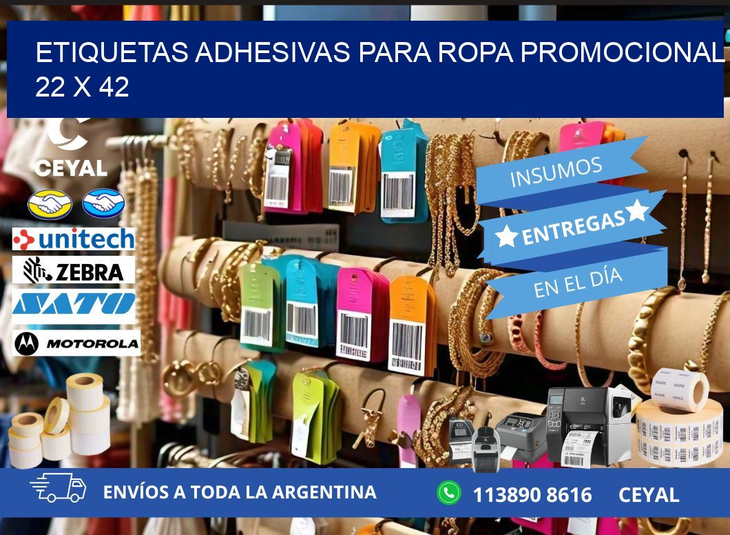 ETIQUETAS ADHESIVAS PARA ROPA PROMOCIONAL  22 x 42