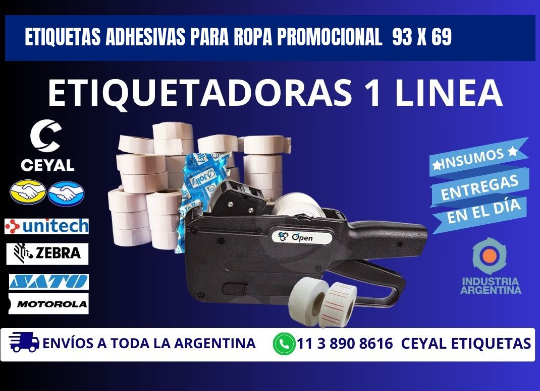 ETIQUETAS ADHESIVAS PARA ROPA PROMOCIONAL  93 x 69