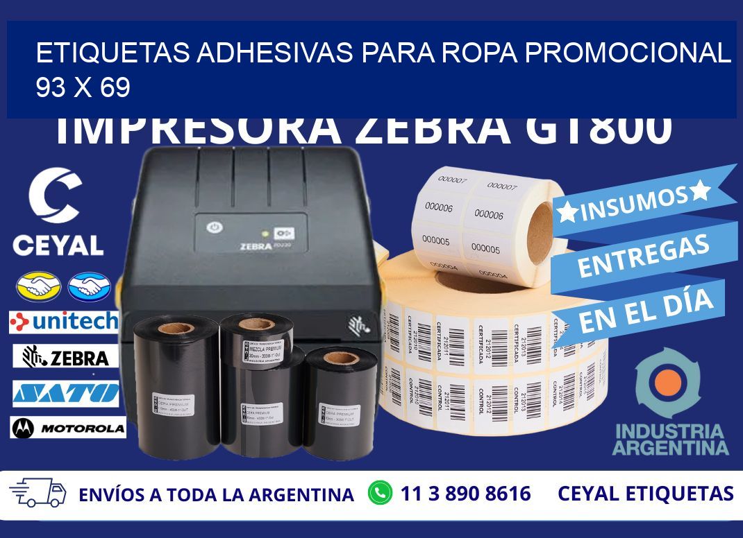 ETIQUETAS ADHESIVAS PARA ROPA PROMOCIONAL  93 x 69