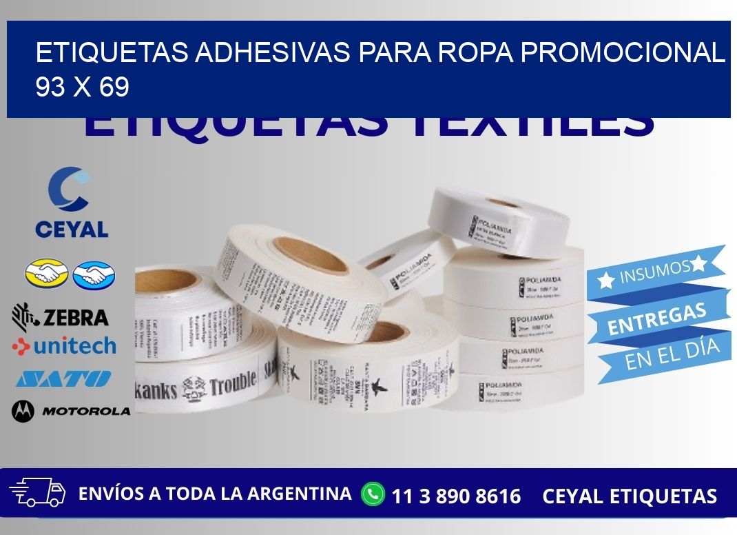 ETIQUETAS ADHESIVAS PARA ROPA PROMOCIONAL  93 x 69