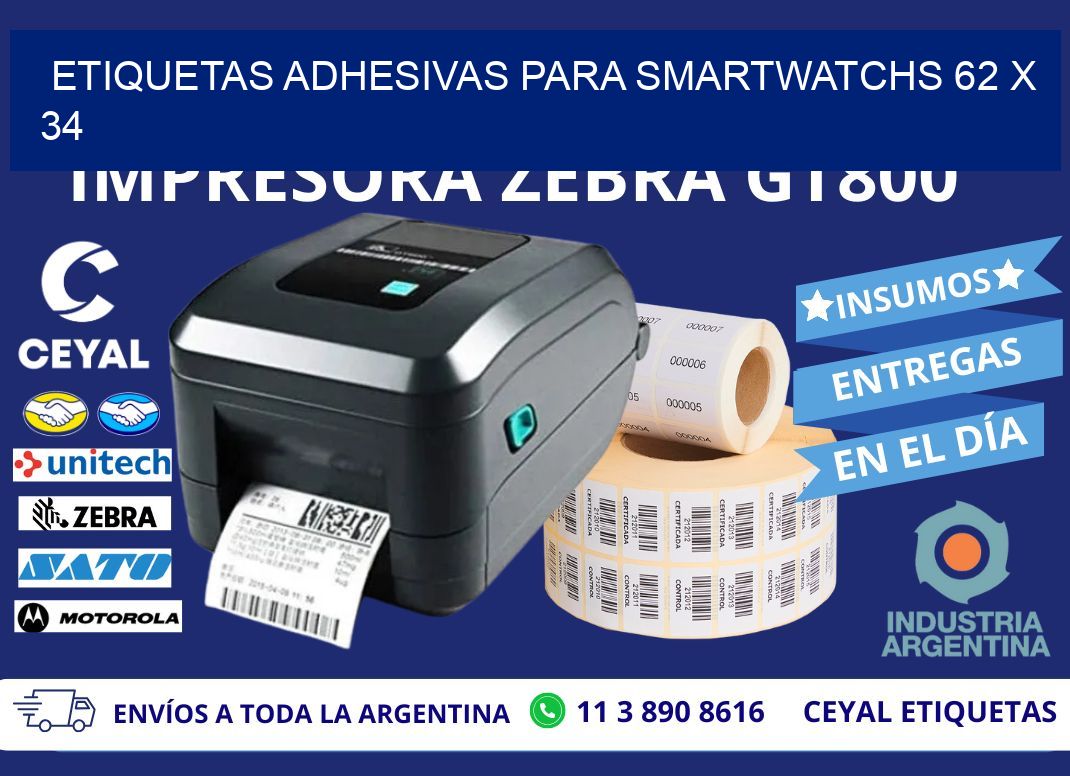 ETIQUETAS ADHESIVAS PARA SMARTWATCHS 62 x 34