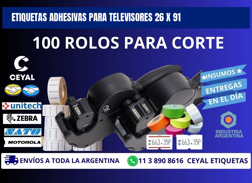 ETIQUETAS ADHESIVAS PARA TELEVISORES 26 x 91