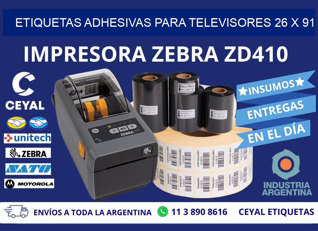 ETIQUETAS ADHESIVAS PARA TELEVISORES 26 x 91