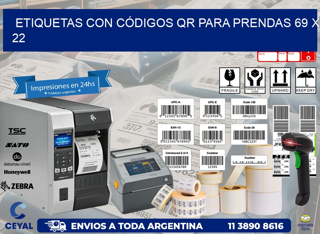 ETIQUETAS CON CÓDIGOS QR PARA PRENDAS 69 x 22