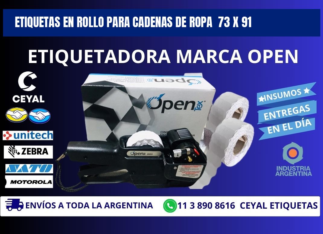 ETIQUETAS EN ROLLO PARA CADENAS DE ROPA  73 x 91