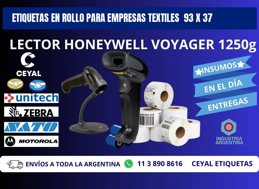 ETIQUETAS EN ROLLO PARA EMPRESAS TEXTILES  93 x 37