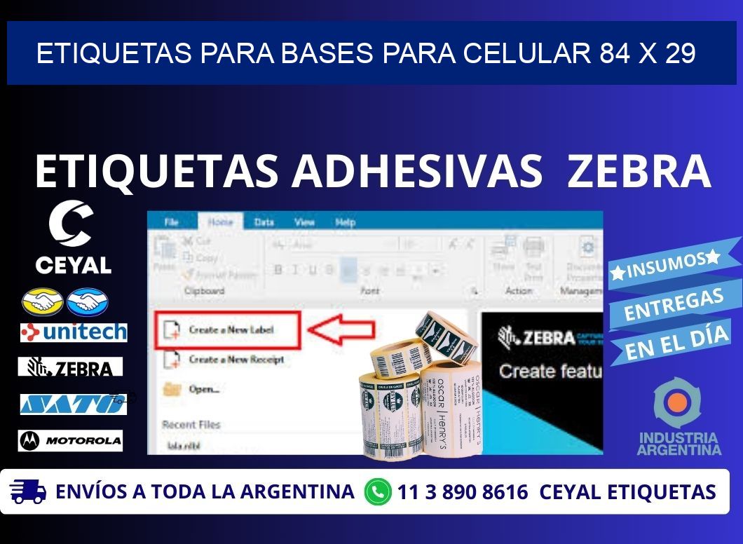 ETIQUETAS PARA BASES PARA CELULAR 84 x 29