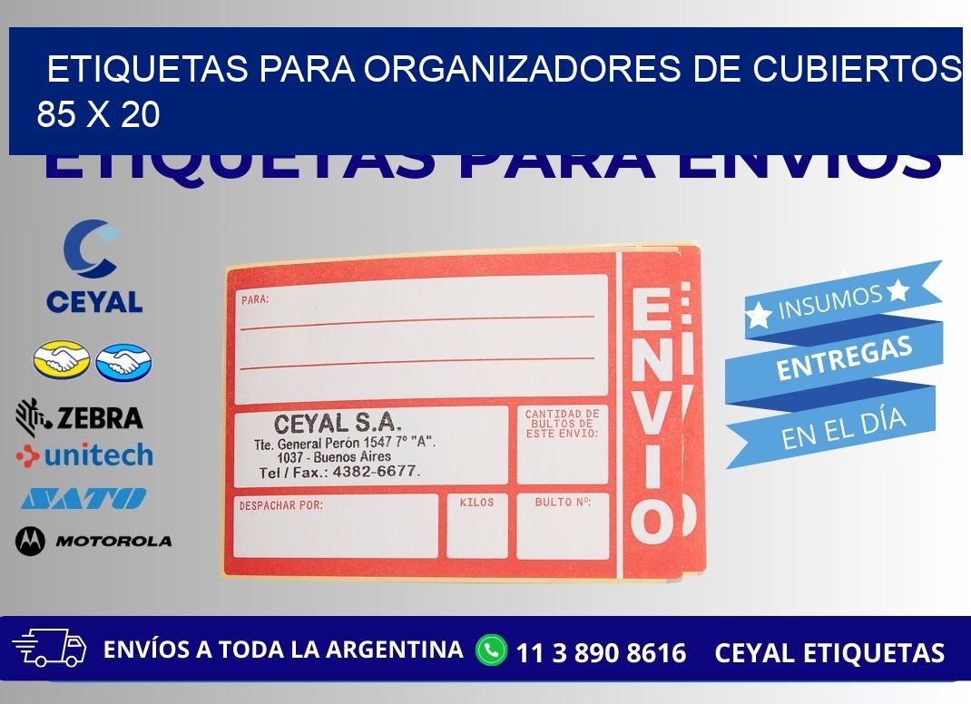 ETIQUETAS PARA ORGANIZADORES DE CUBIERTOS 85 x 20