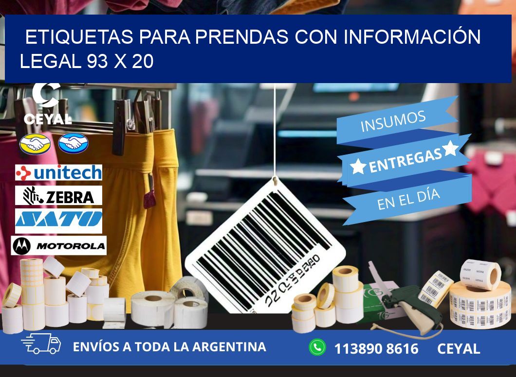 ETIQUETAS PARA PRENDAS CON INFORMACIÓN LEGAL 93 x 20