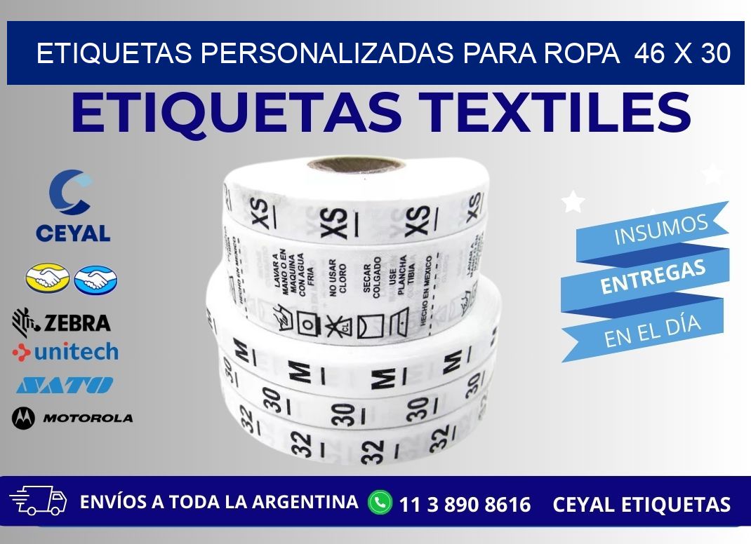 ETIQUETAS PERSONALIZADAS PARA ROPA  46 x 30