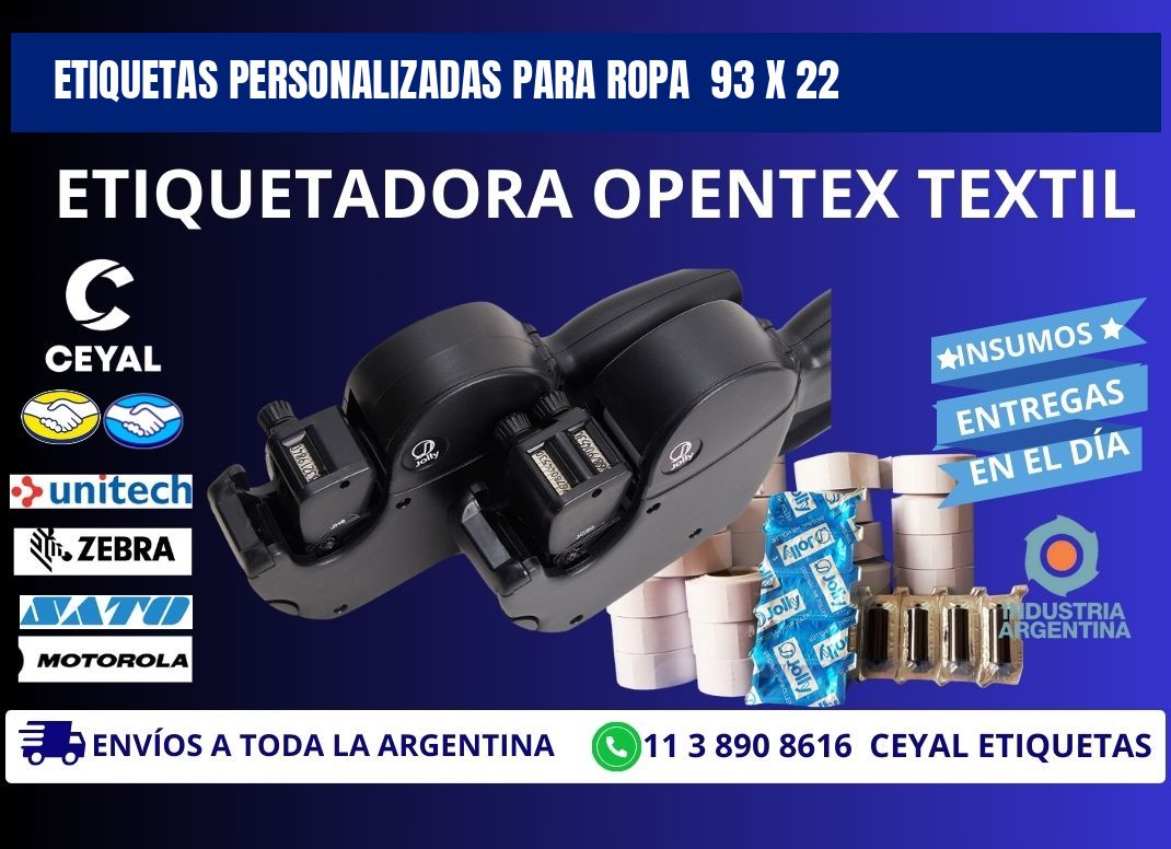 ETIQUETAS PERSONALIZADAS PARA ROPA  93 x 22