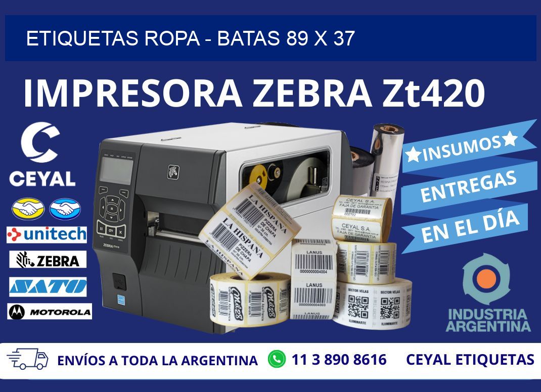 ETIQUETAS ROPA - BATAS 89 x 37