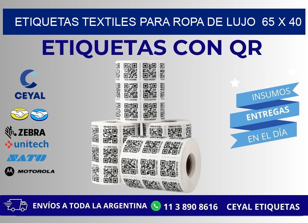 ETIQUETAS TEXTILES PARA ROPA DE LUJO  65 x 40