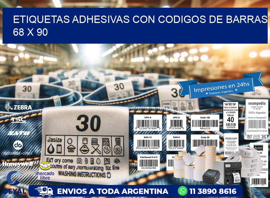 Etiquetas Adhesivas con Codigos de Barras  68 x 90