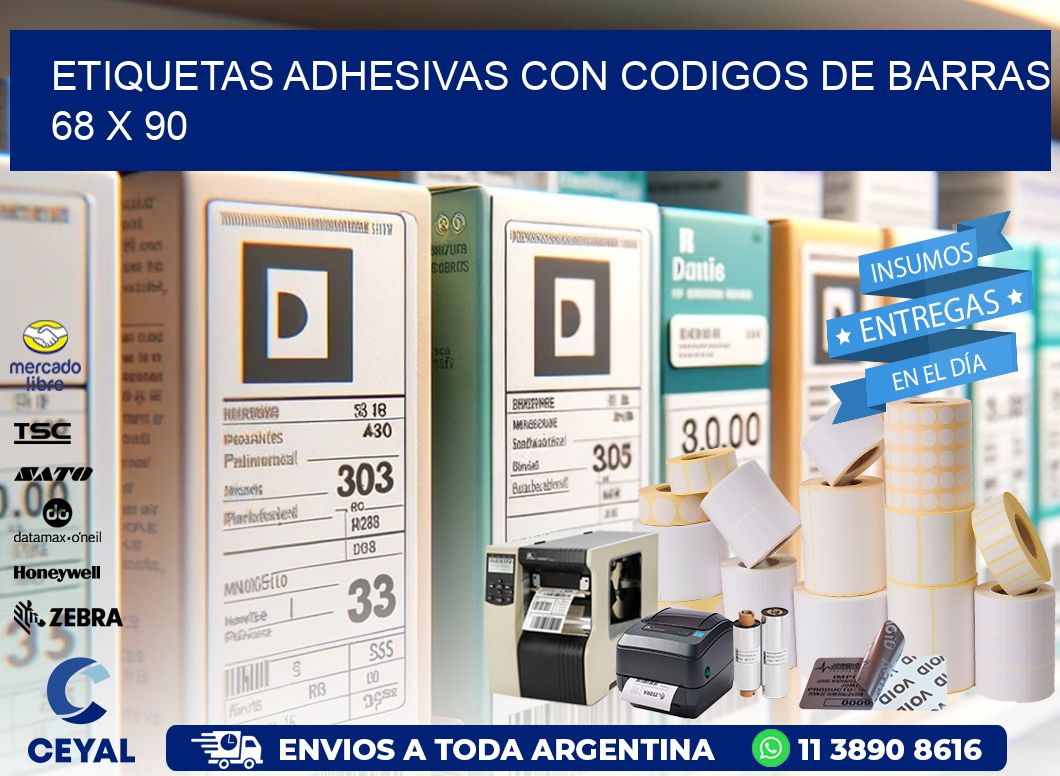 Etiquetas Adhesivas con Codigos de Barras  68 x 90