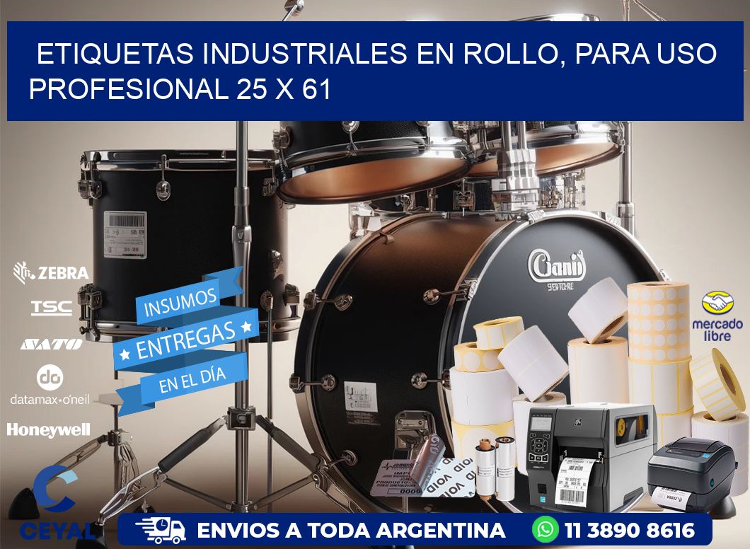 Etiquetas Industriales en Rollo, Para Uso Profesional 25 x 61