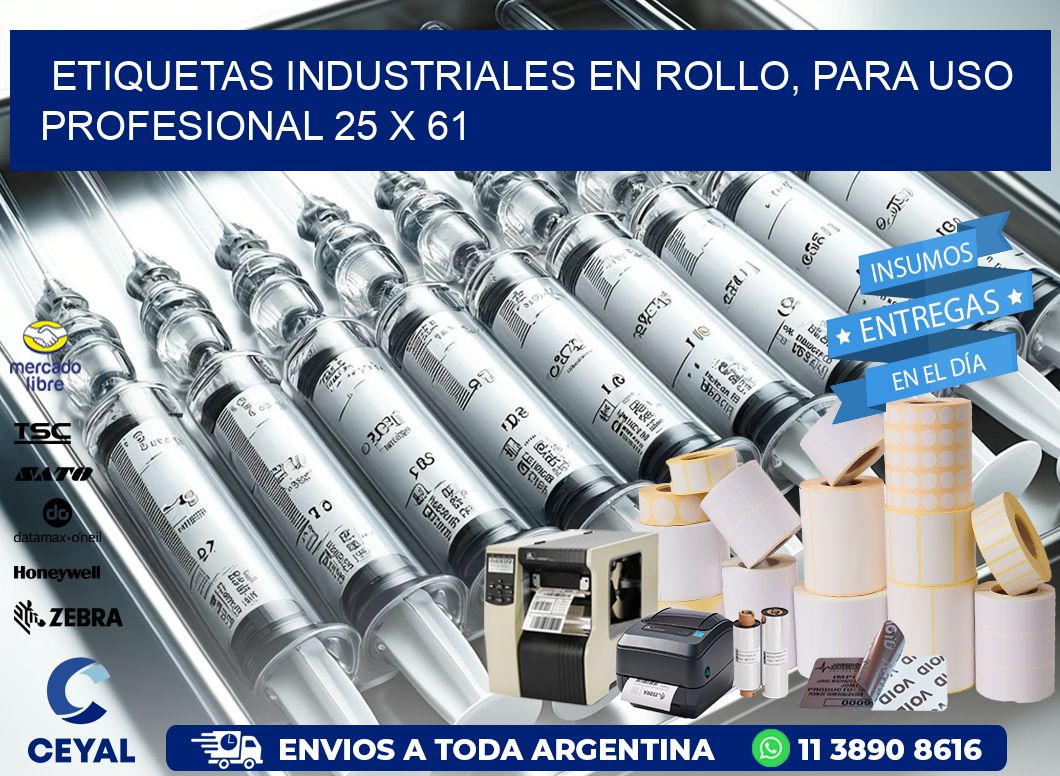 Etiquetas Industriales en Rollo, Para Uso Profesional 25 x 61