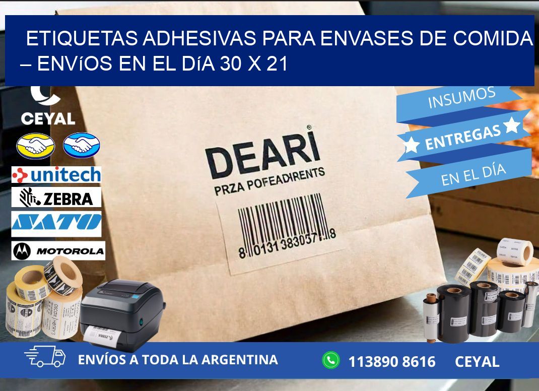 Etiquetas adhesivas para envases de comida – Envíos en el día 30 x 21