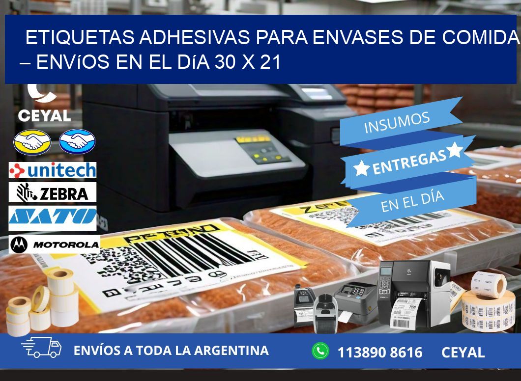 Etiquetas adhesivas para envases de comida – Envíos en el día 30 x 21