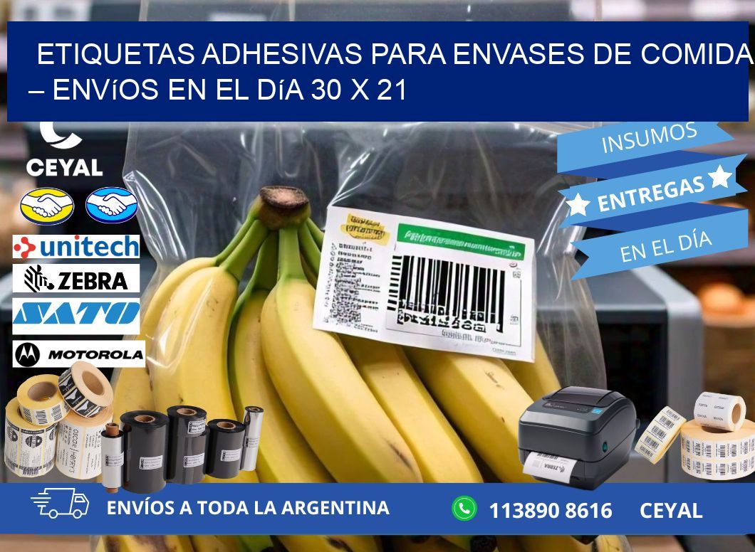 Etiquetas adhesivas para envases de comida – Envíos en el día 30 x 21