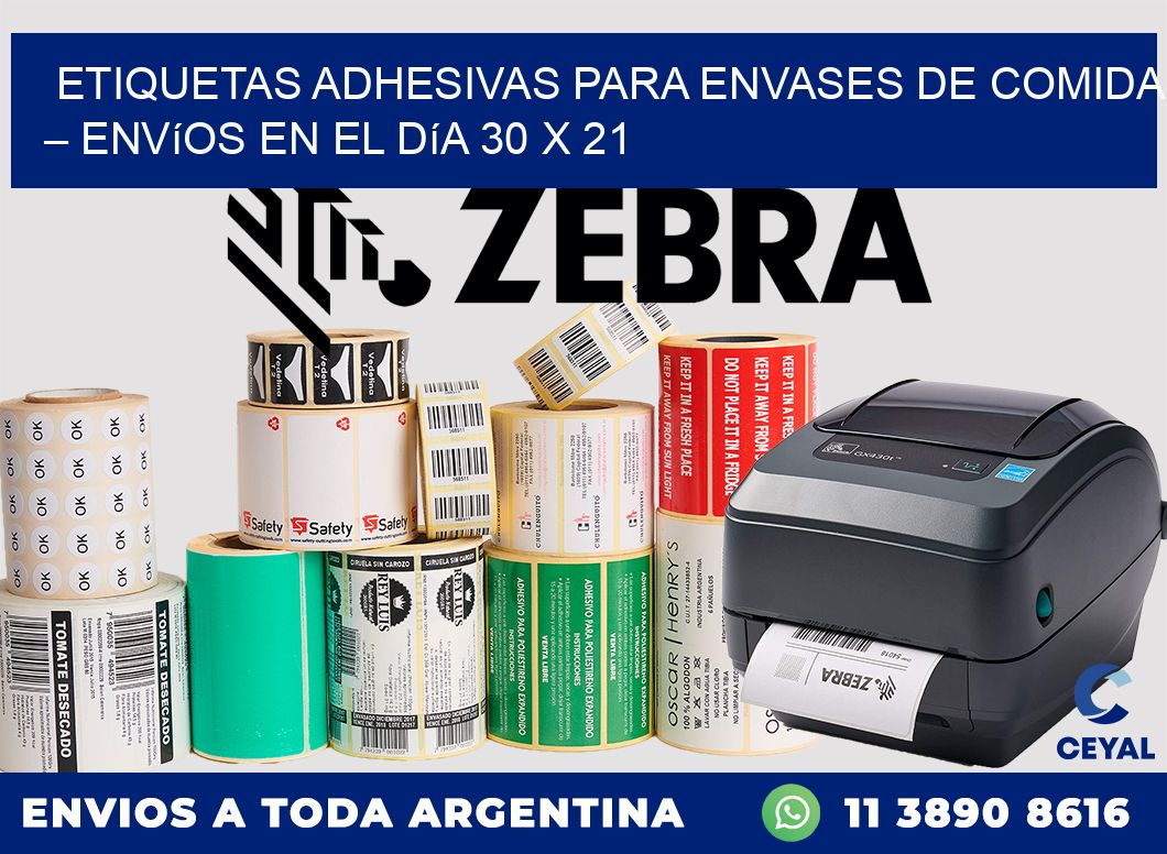 Etiquetas adhesivas para envases de comida – Envíos en el día 30 x 21