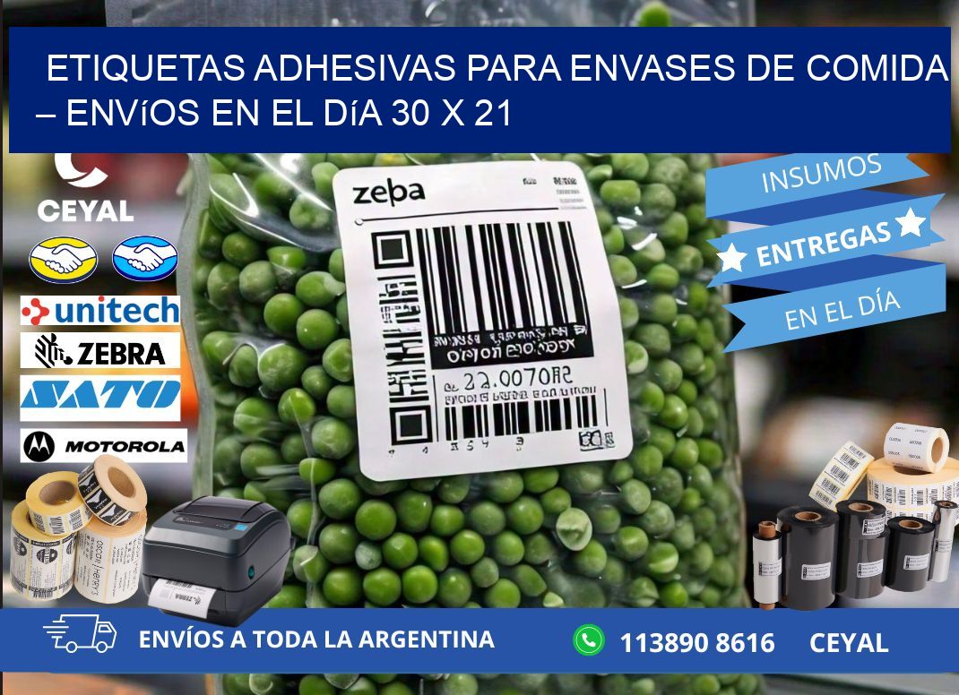 Etiquetas adhesivas para envases de comida – Envíos en el día 30 x 21