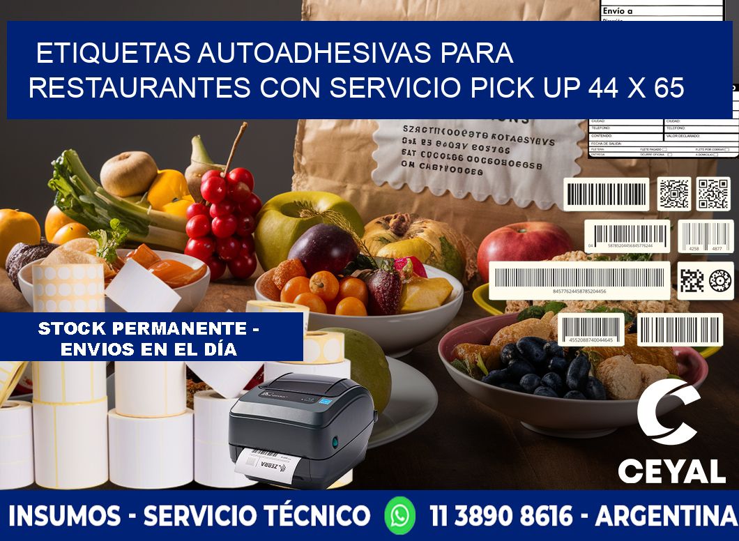 Etiquetas autoadhesivas para restaurantes con servicio pick up 44 x 65