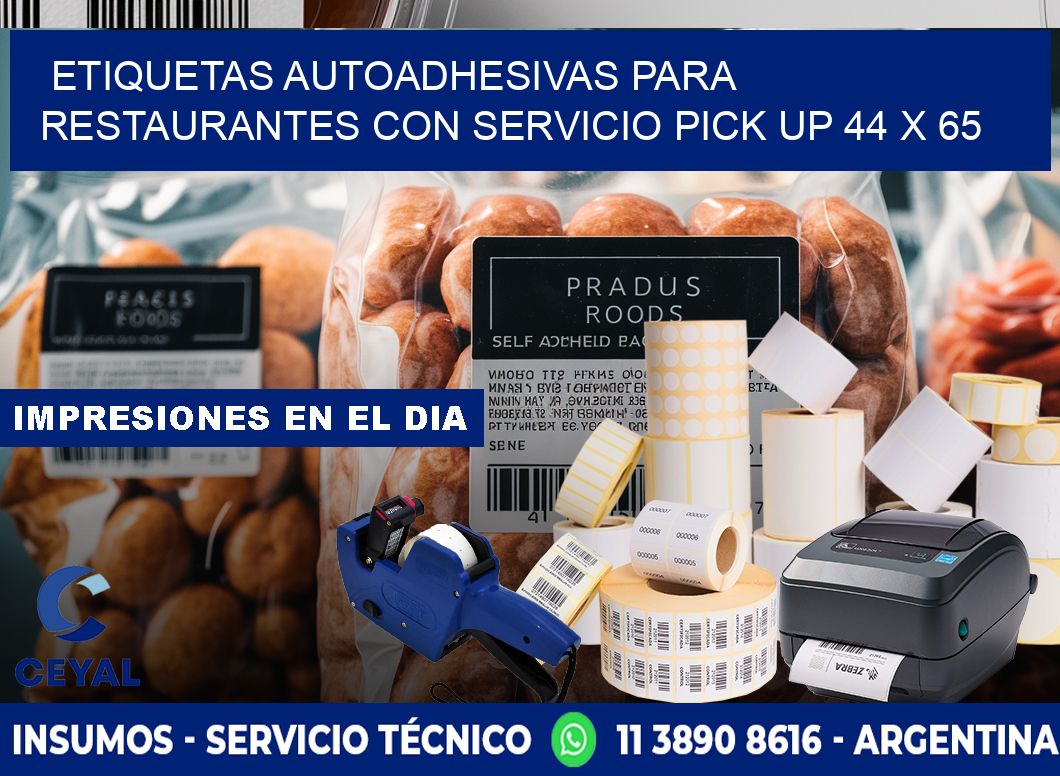 Etiquetas autoadhesivas para restaurantes con servicio pick up 44 x 65