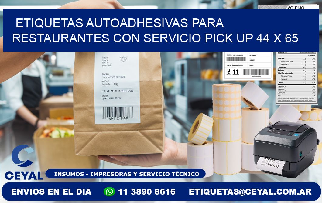 Etiquetas autoadhesivas para restaurantes con servicio pick up 44 x 65