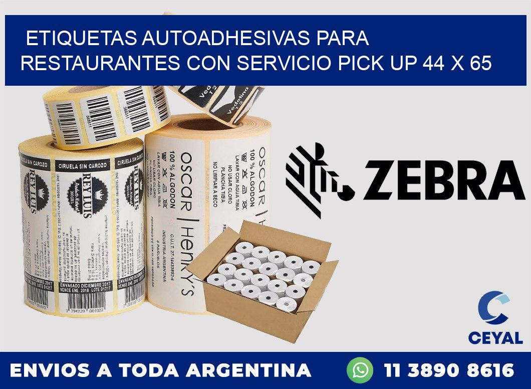 Etiquetas autoadhesivas para restaurantes con servicio pick up 44 x 65