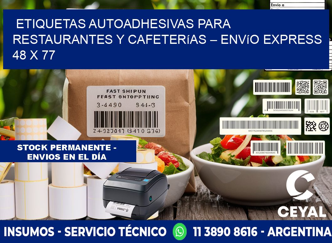 Etiquetas autoadhesivas para restaurantes y cafeterías – Envío express 48 x 77