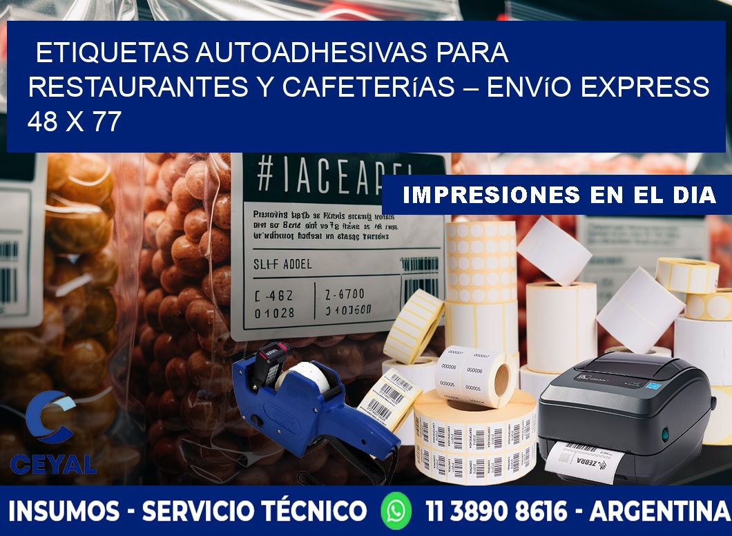 Etiquetas autoadhesivas para restaurantes y cafeterías – Envío express 48 x 77